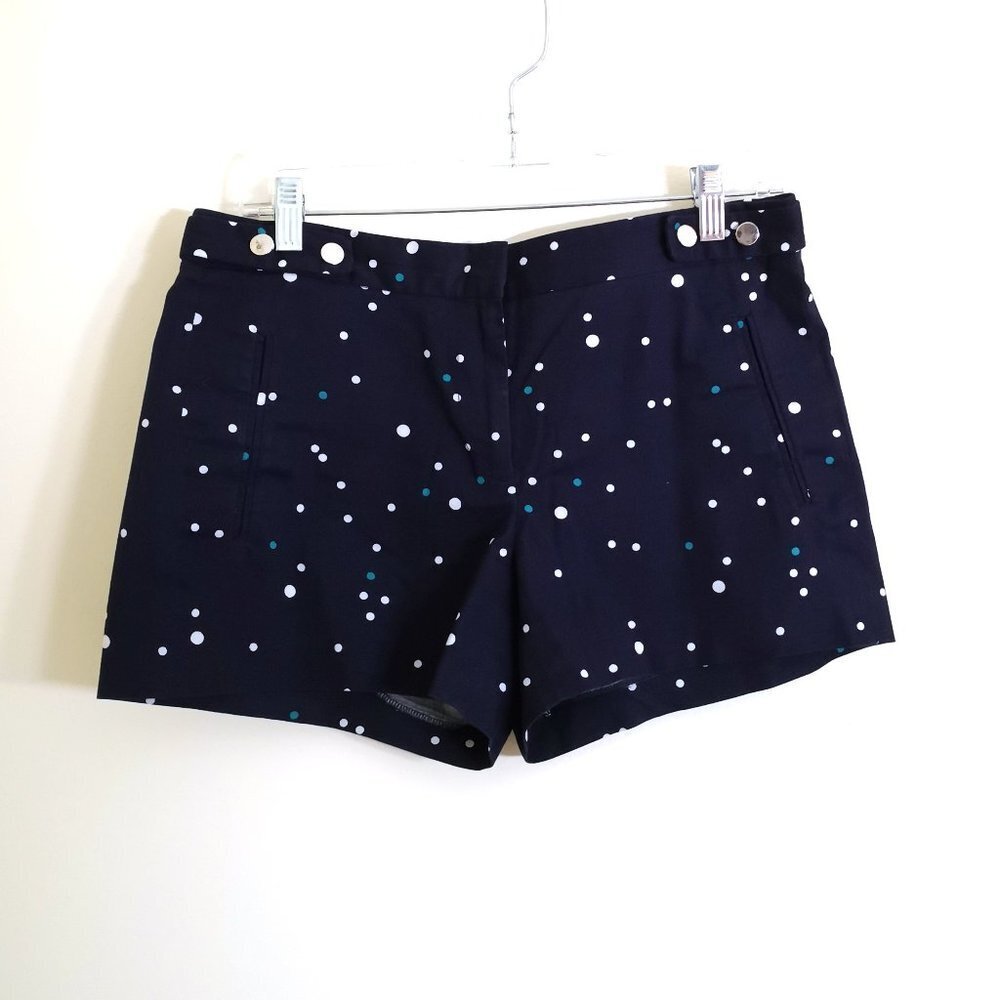 Zara Cotton Shorts Navy Blue Bubble Dots Print No Pocket Size M